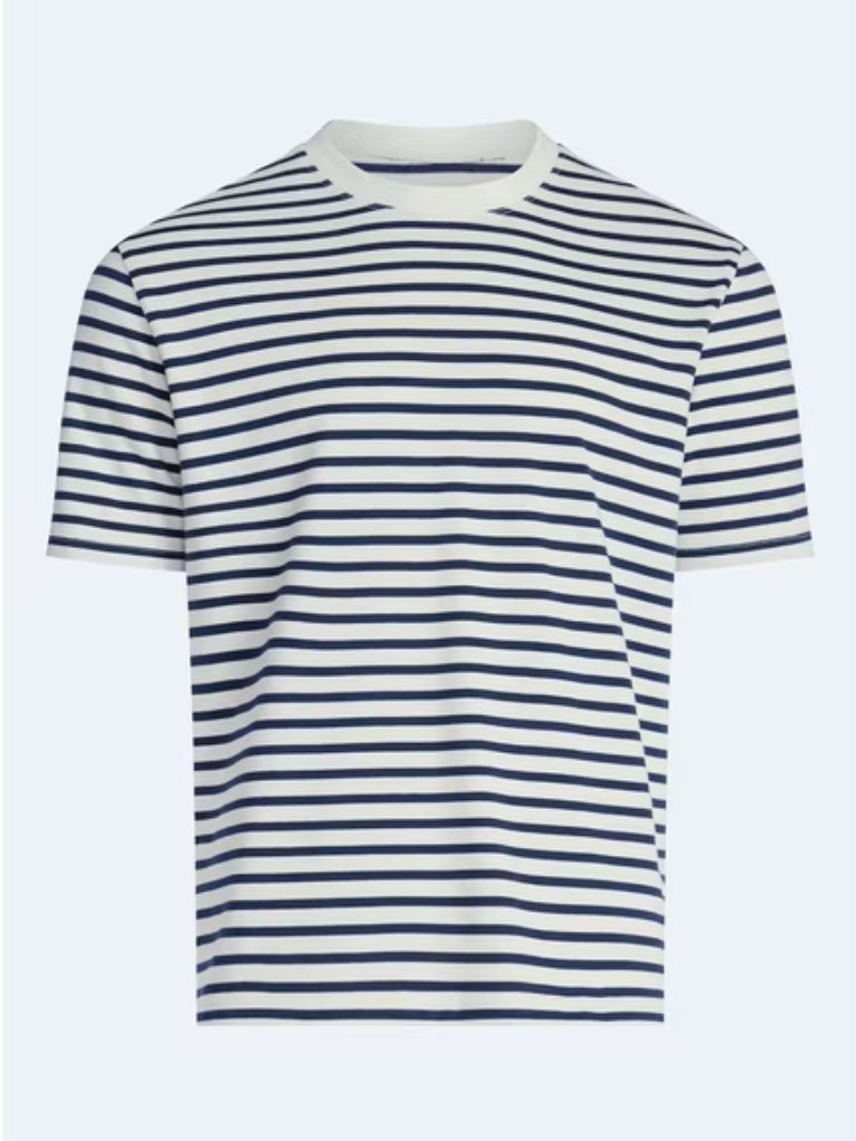 Men's Striped Relaxed Tee, Short Sleeve, Size Large, Cream
